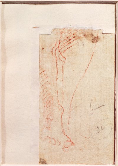 Studie van de voeten van Christus aan het kruis (verso) door Michelangelo Buonarroti